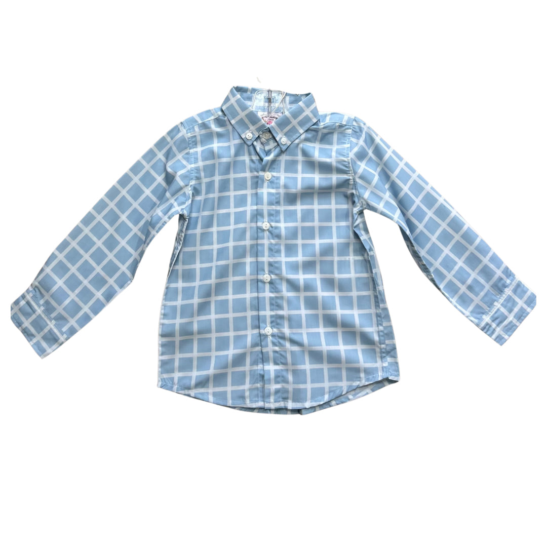 Dusty Blue Windowpane Button Down Shirt
