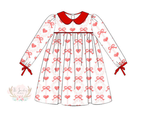 Hearts & Bows Watercolor Print Dress