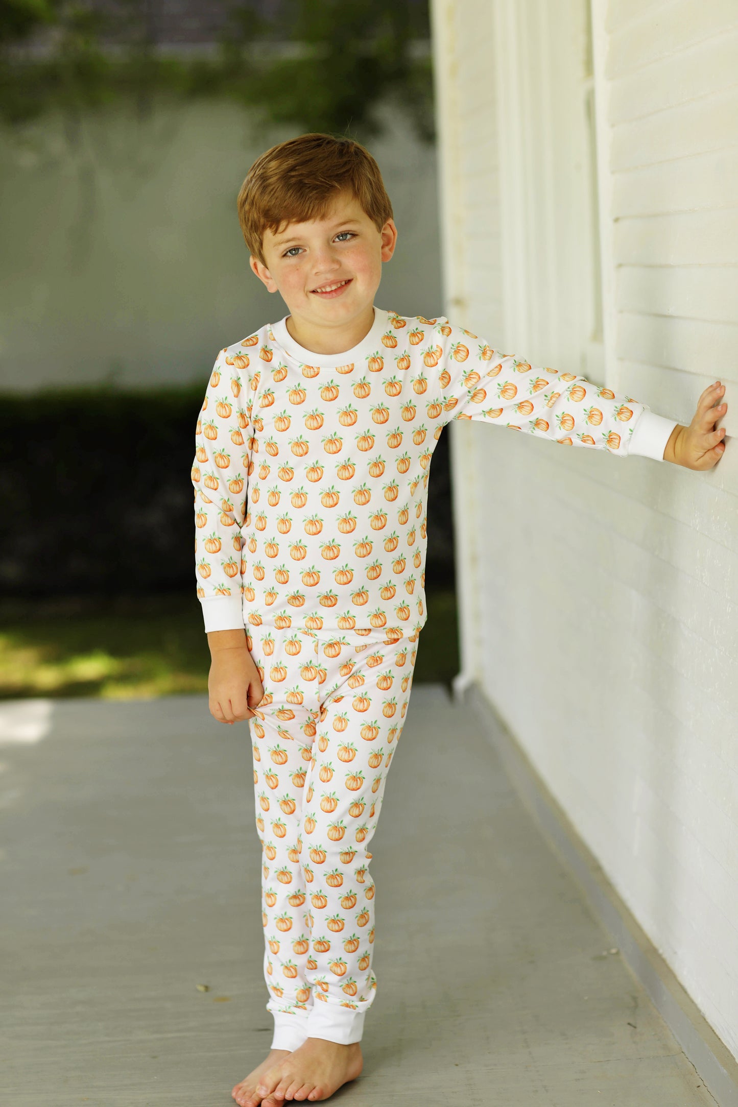 Watercolor Pumpkin Print Knit Boy Pajamas