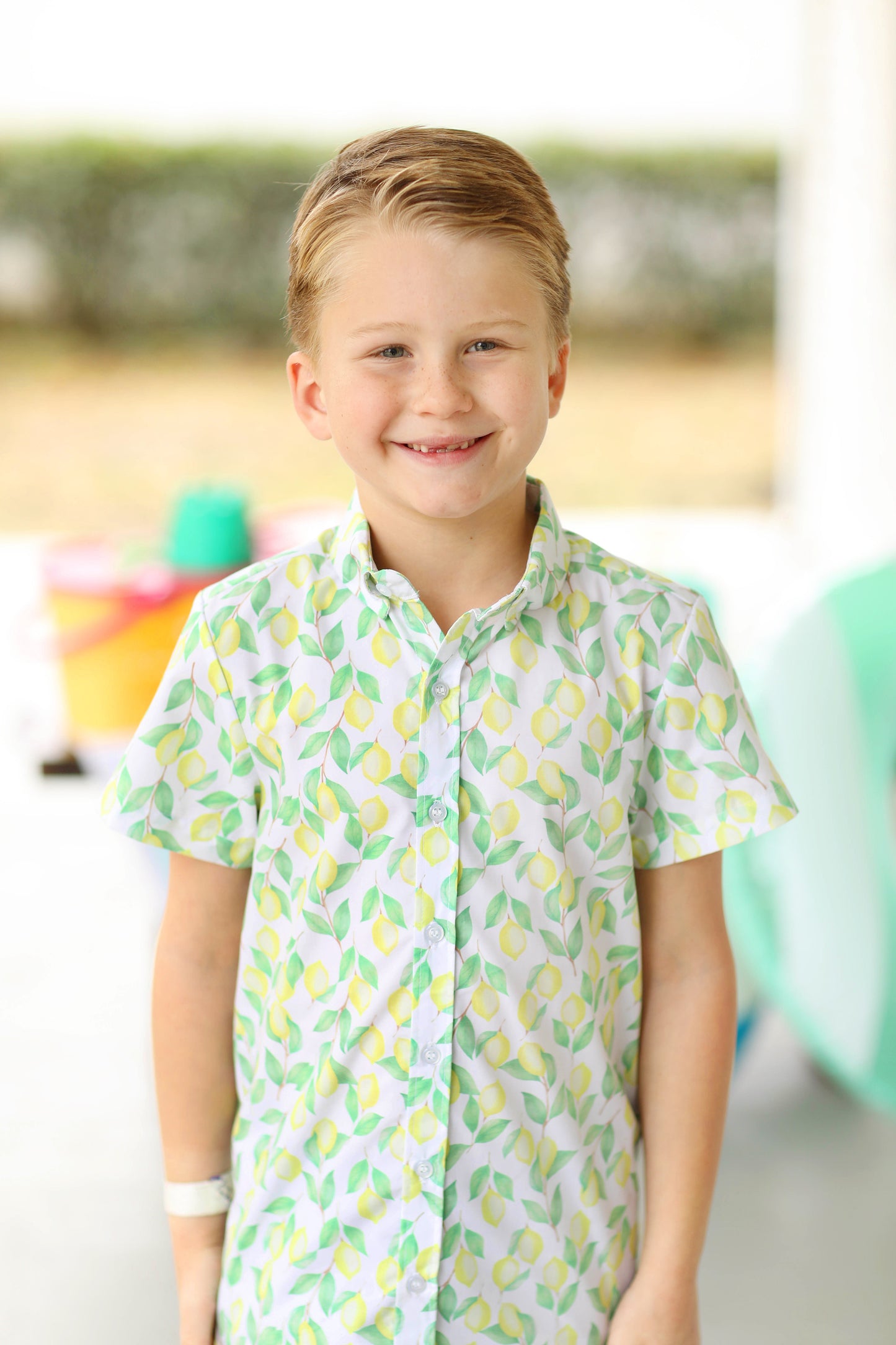 Lemon Print Button Down Shirt