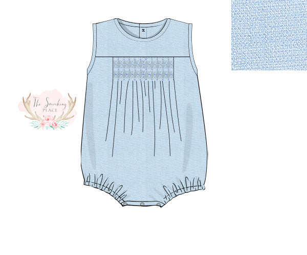 Light Blue Honeycomb Smocked Boy Bubble