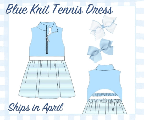 Blue Stripe Knit Dress with Built-in Shorts