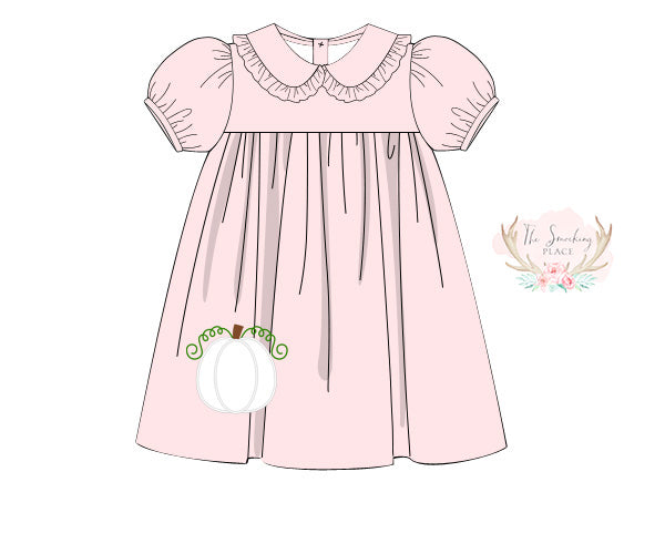 Load image into Gallery viewer, Pumpkin Applique Pink Ruffle Dress
