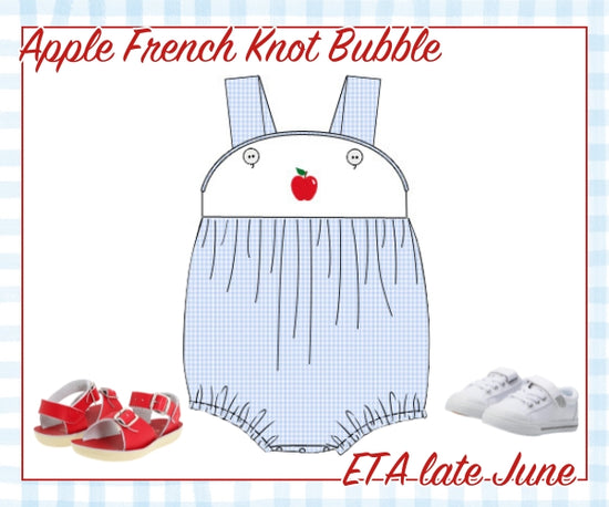 Apple French Knot Blue Gingham Bubble