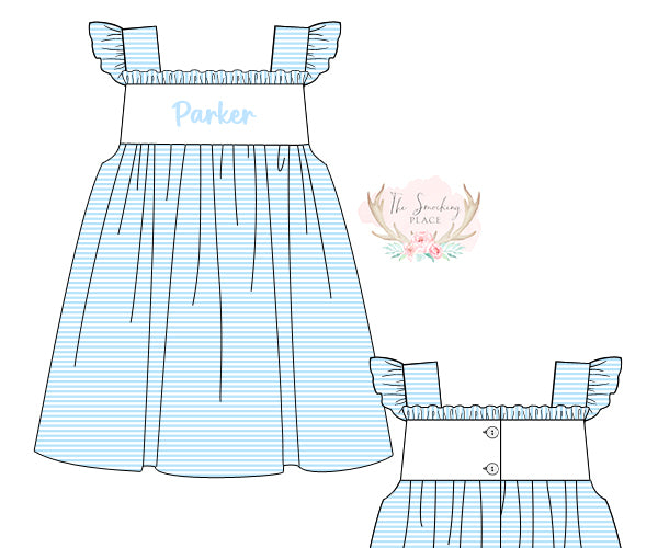 Aqua Stripe Knit Angel Wing Dress