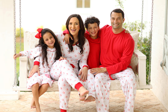 Red Santa Jersey Knit Ladies Pajama Set