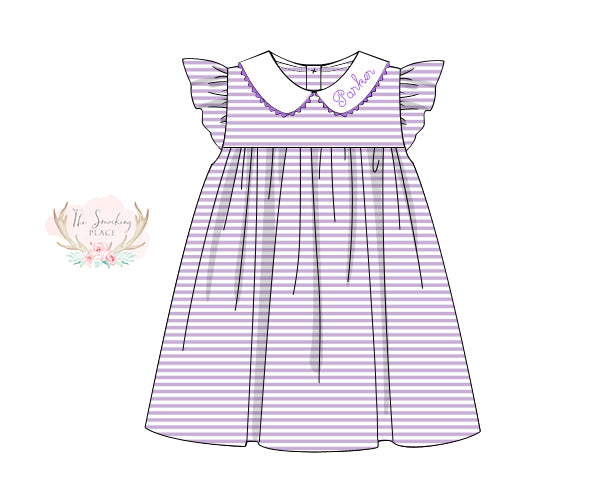 Lavender Stripe Knit Angel Wing Dress