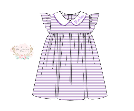 Lavender Stripe Knit Angel Wing Dress