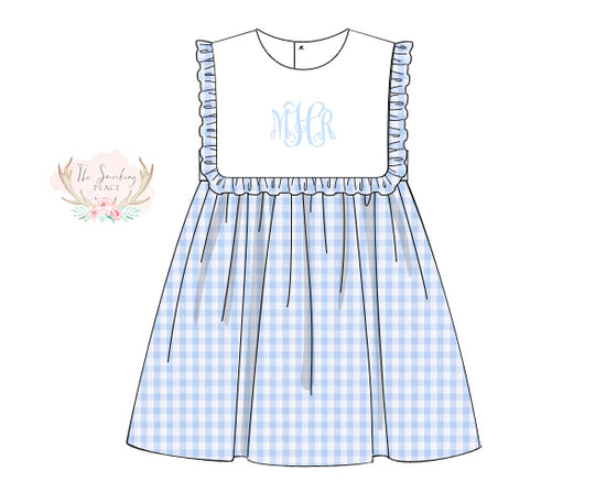 Blue Gingham Ruffle Dress