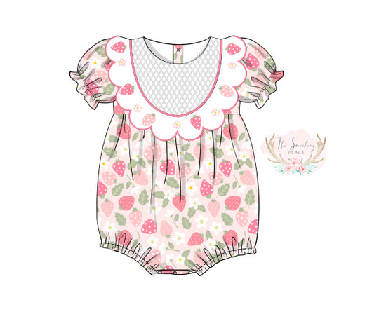 Strawberry Print Ruffle Bubble