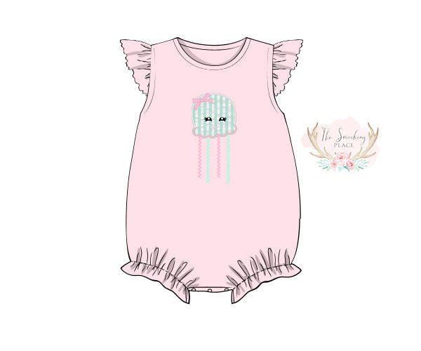 Jellyfish Appliqué Pink Knit Bubble