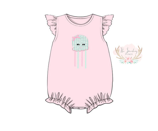 Jellyfish Appliqué Pink Knit Bubble
