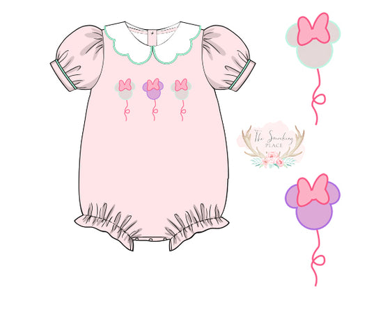 Mouse Balloon Shadow Embroidered Pink Bubble