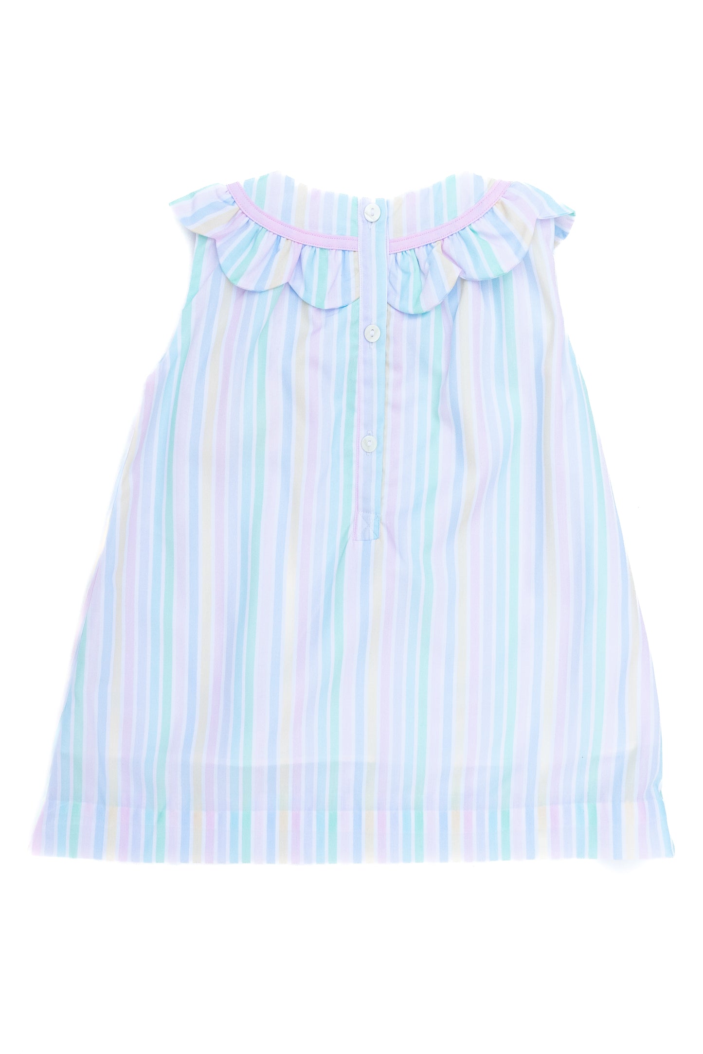 Pastel Stripe Scalloped Bow Dress