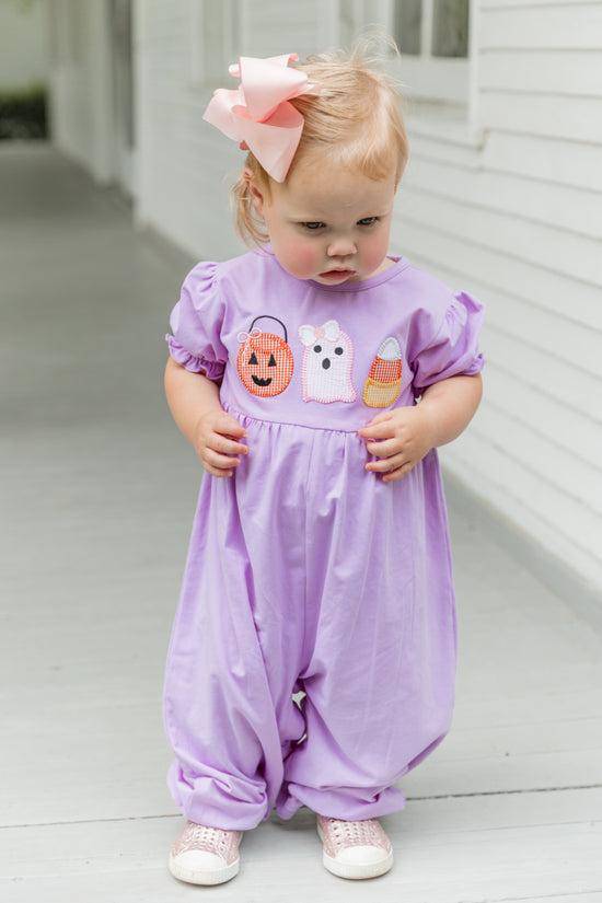 Halloween Appliqué Lavender Knit Long Bubble