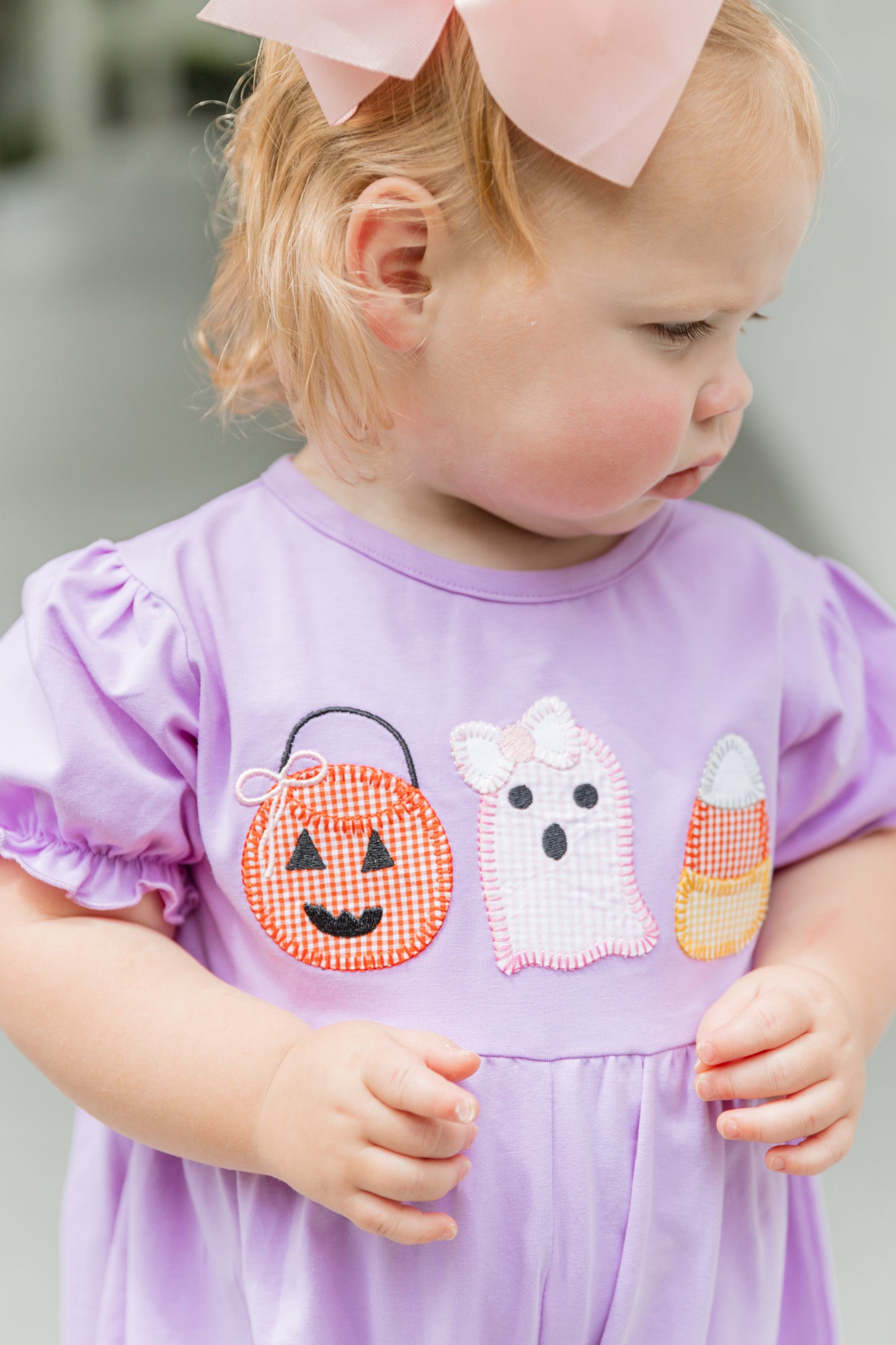 Halloween Appliqué Lavender Knit Long Bubble