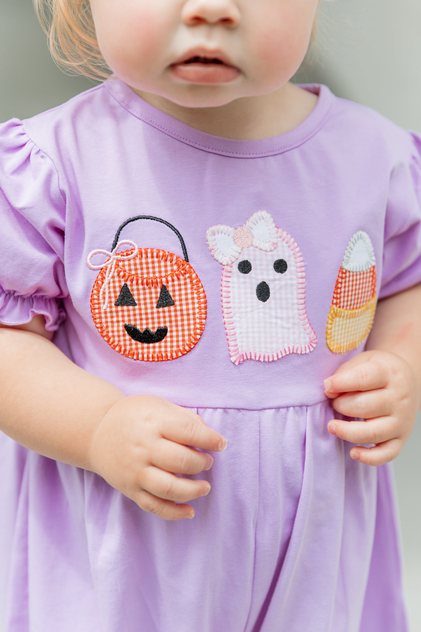 Halloween Appliqué Lavender Knit Long Bubble