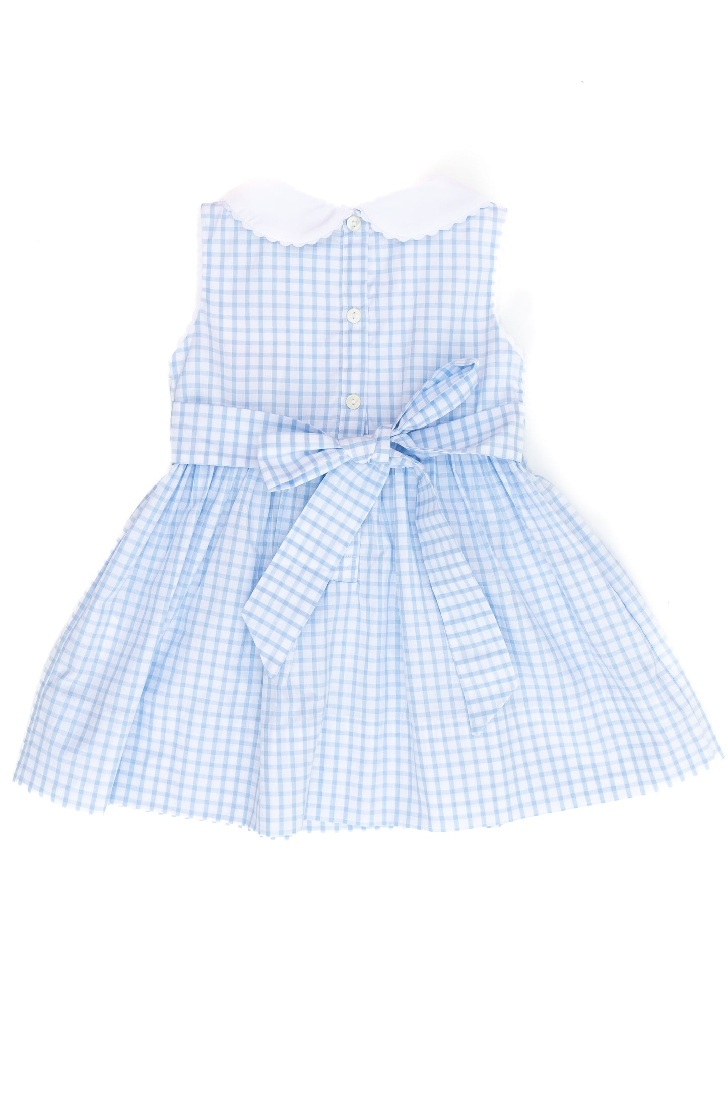 Bunny French Knot Blue Windowpane Tie Dress