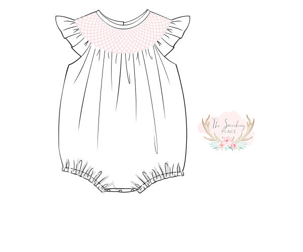 Pink Geometric Smocked Bubble