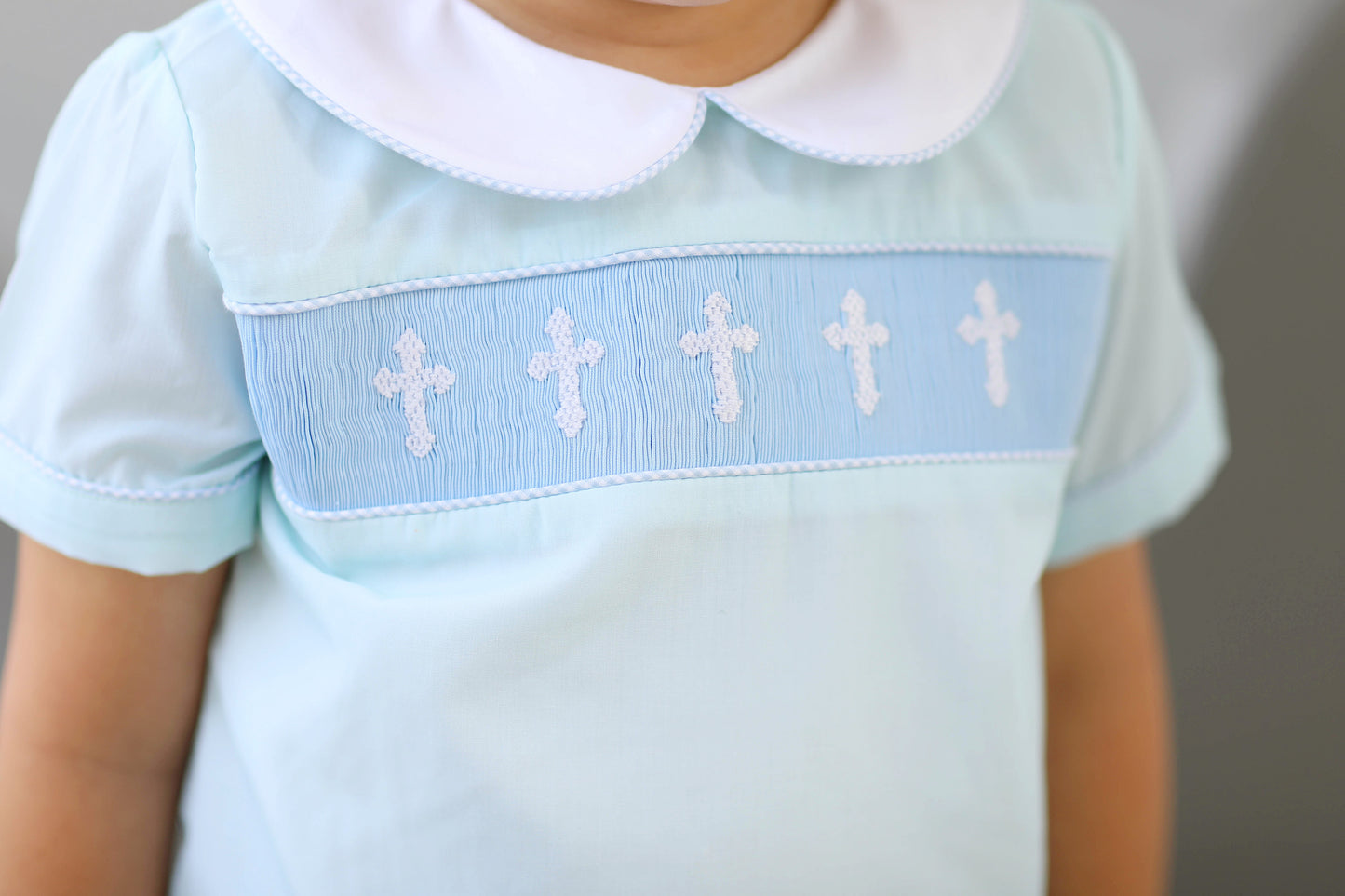 Cross Smocked Seafoam Banded Short Set