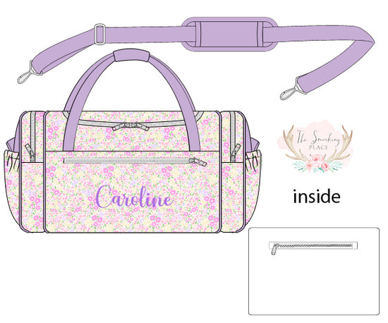 Lavender Floral Duffle Bag