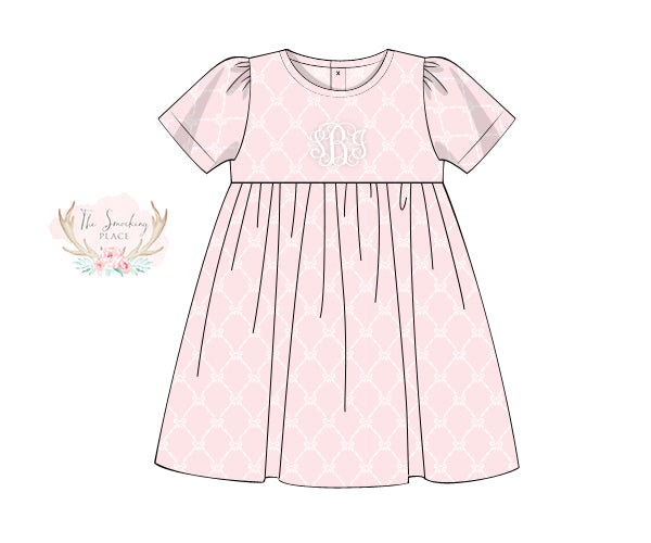 Pink Bow Trellis Knit Dress