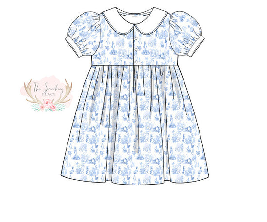 Bunny Toile Pearl Button Dress