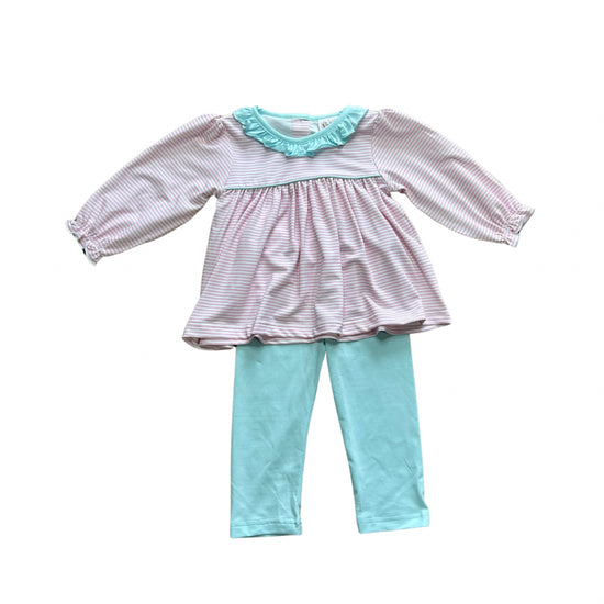 Pink Stripe Seafoam Knit Legging Set