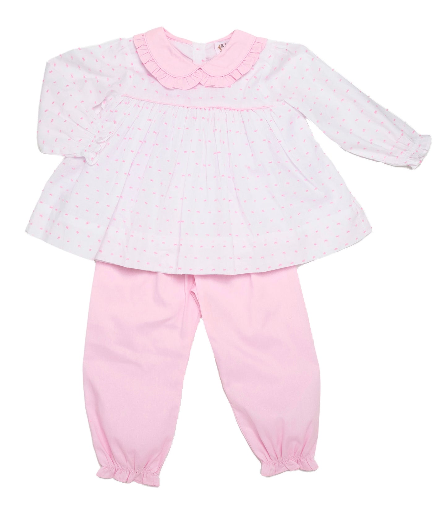 Load image into Gallery viewer, Pink Swiss Dot Bubble Pant Set
