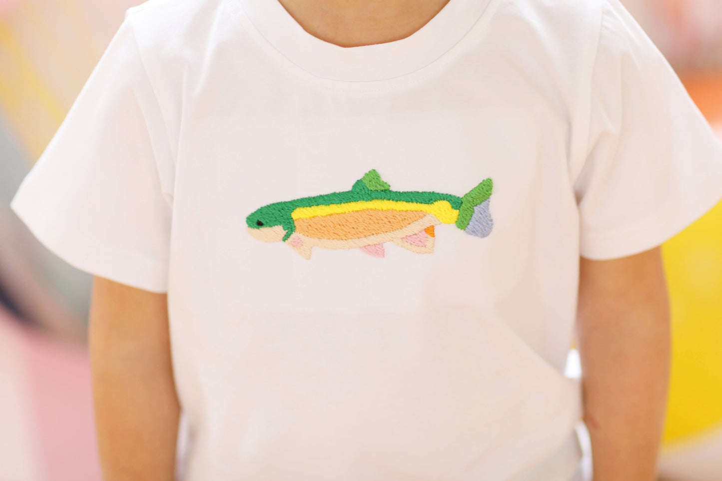 Rainbow Trout Embroidered Green Seersucker Diaper Set