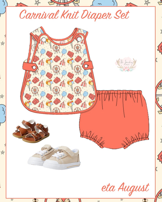 Carnival Print Boy Knit Diaper Set