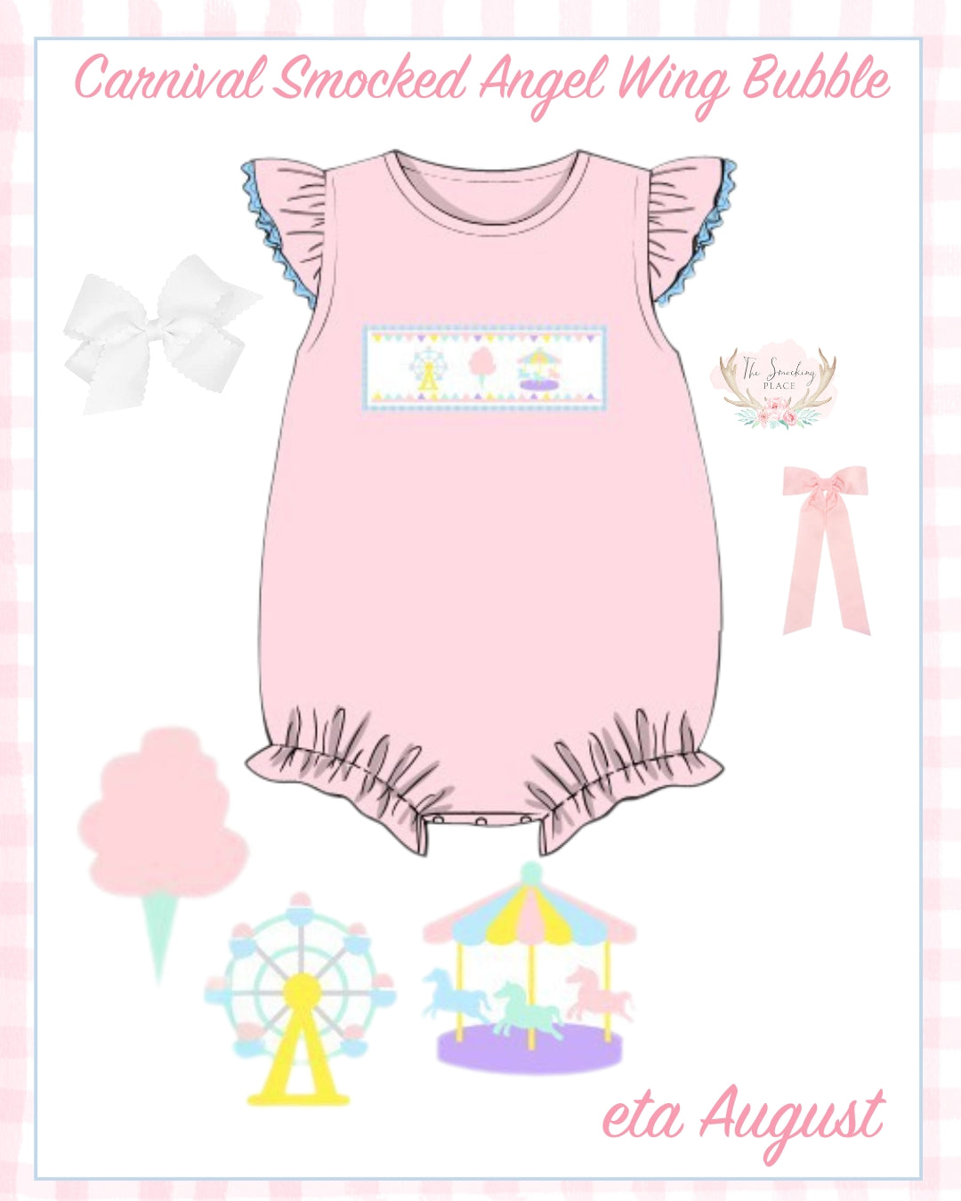 Carnival Smocked Pink Knit Angel Wing Bubble