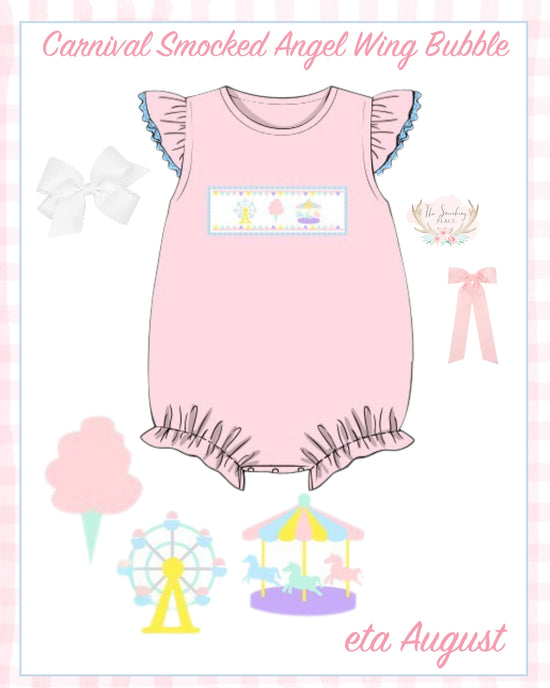 Carnival Smocked Pink Knit Angel Wing Bubble