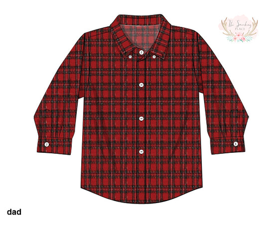 Red Tartan Button Down Mens Shirt