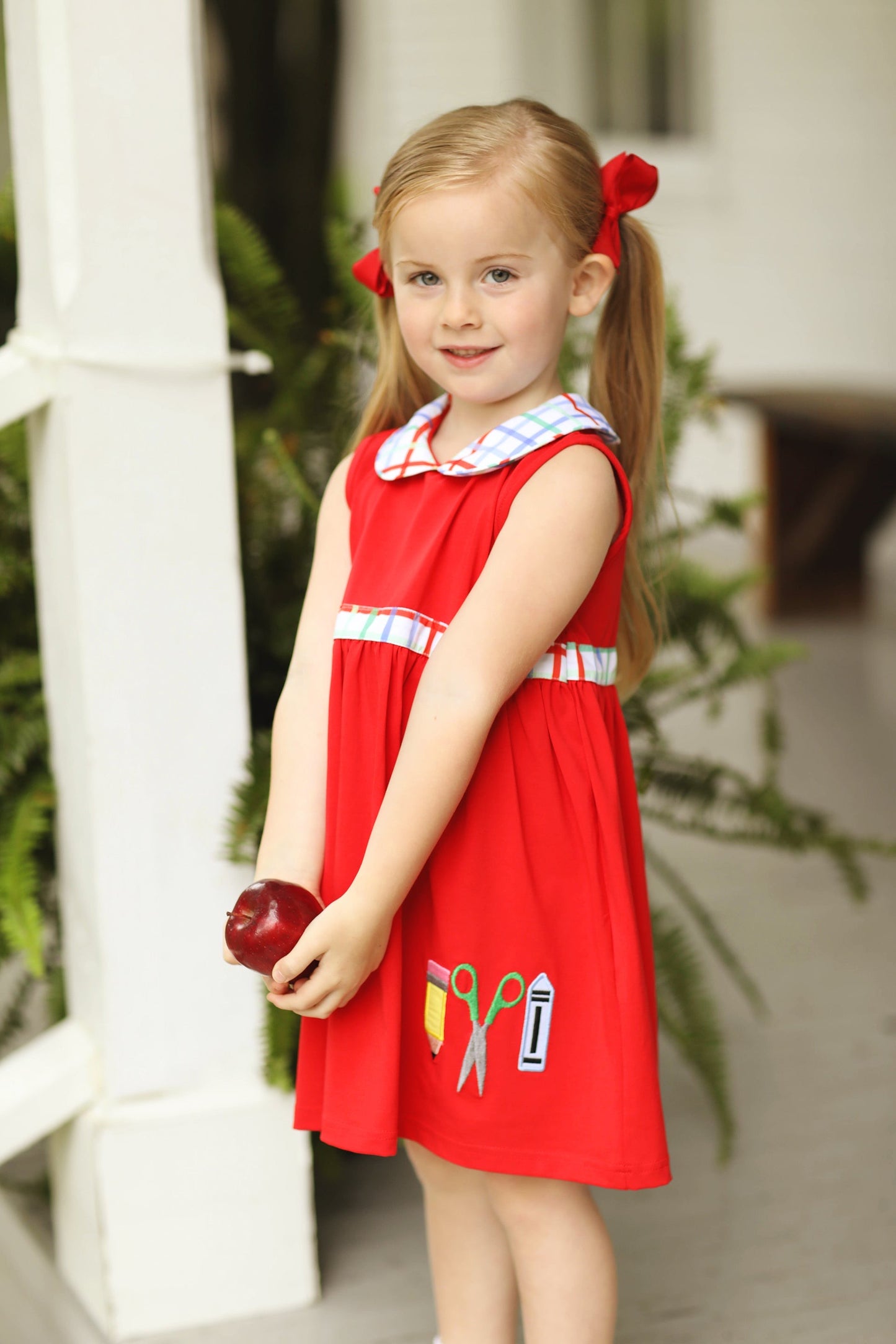 Knit School Applique Red Dress