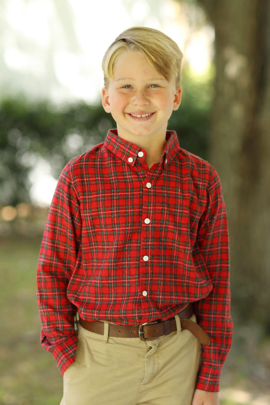 Red Tartan Button Down Boy Shirt