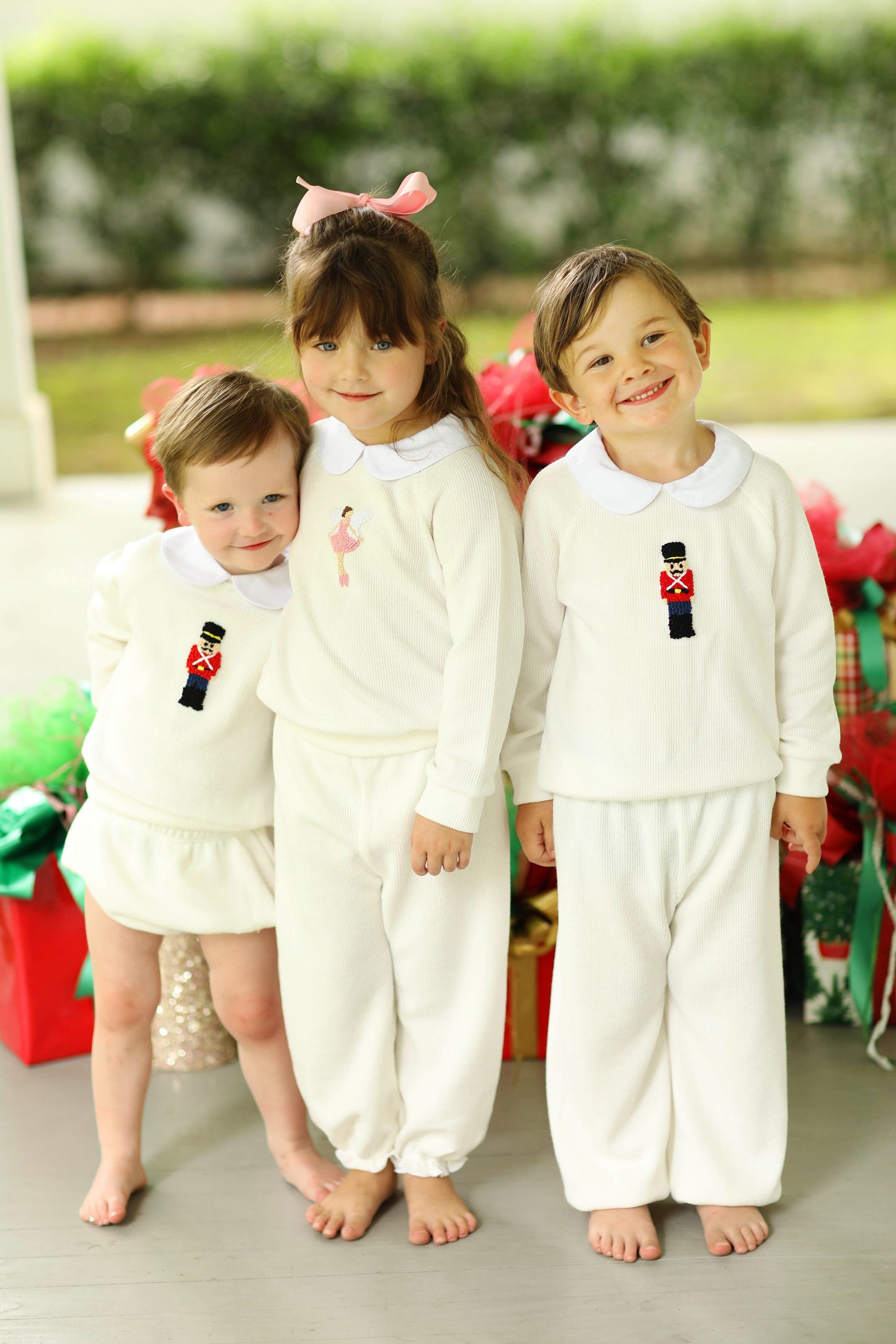 Toy Soldier French Knot Ivory Sweater Diaper Set