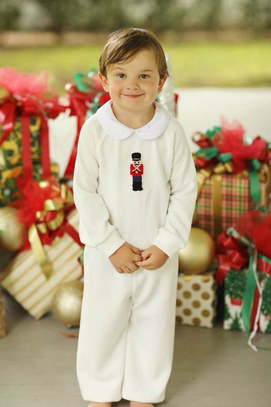 Toy Soldier French Knot Ivory Sweater Bubble Pant Set