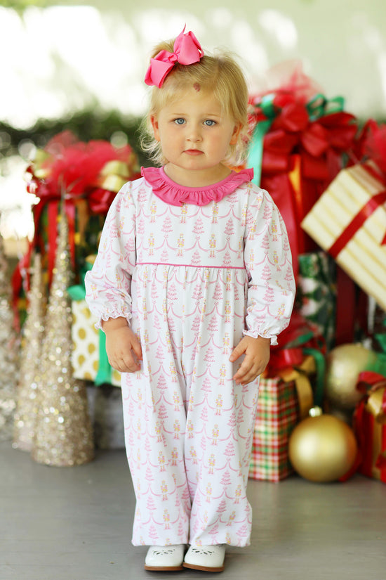 Pink Nutcracker Tree Jersey Knit Ruffle Bubble