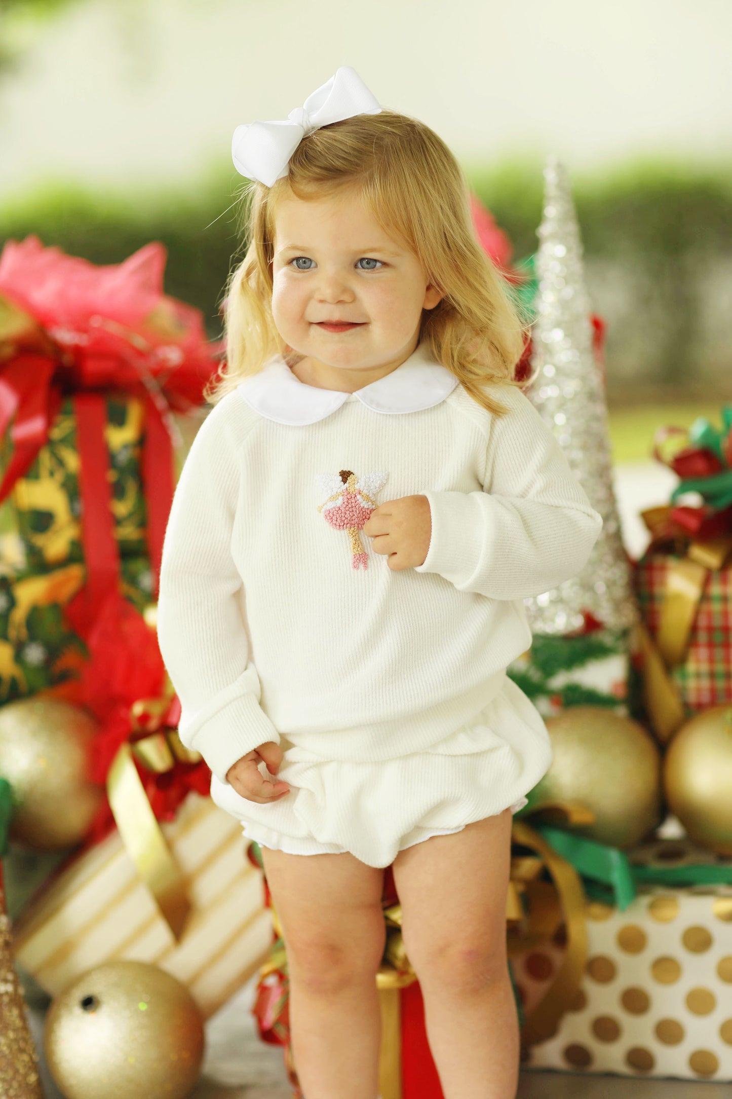 Sugarplum Fairy French Knot Ivory Sweater Bloomer Set