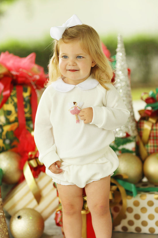 Sugarplum Fairy French Knot Ivory Sweater Bloomer Set