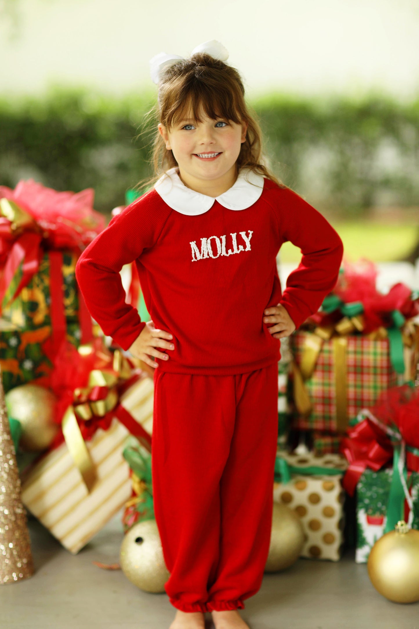 Red Sweater Ruffle Bubble Pant Set