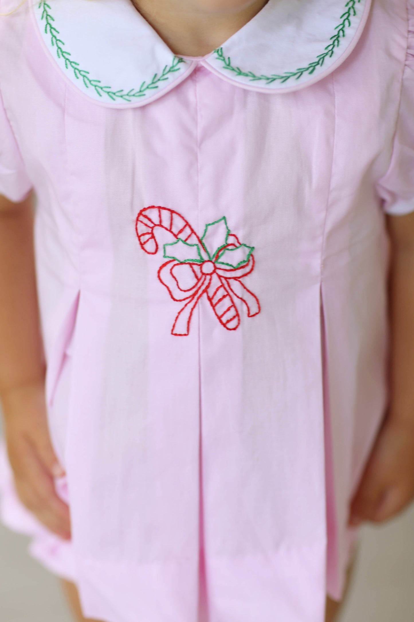 Candy Cane Embroidered Pink Bloomer Set