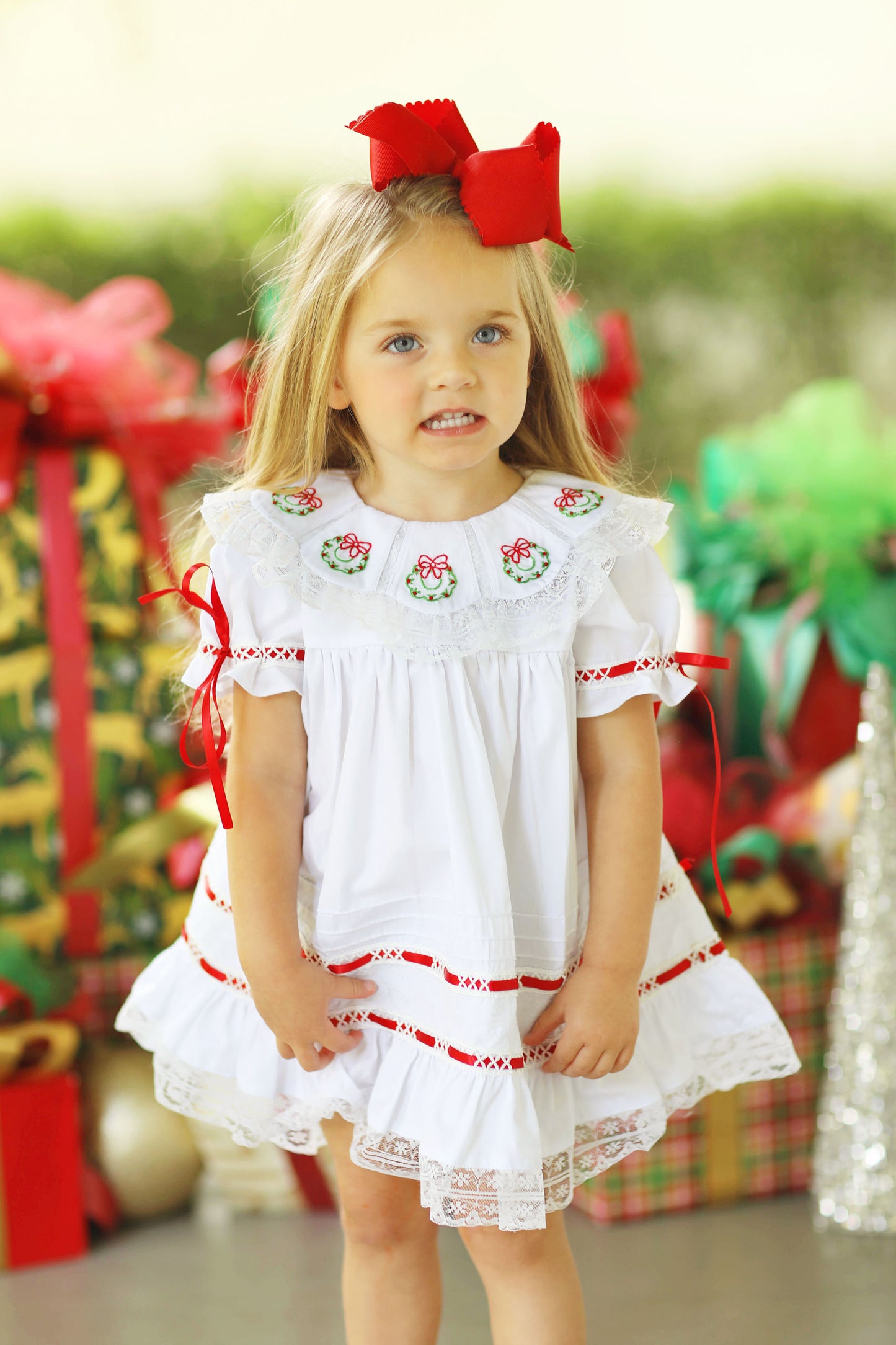 Wreath Embroidered Lace Heirloom Dress