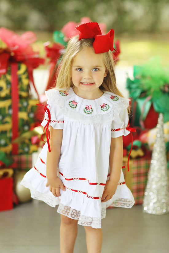 Wreath Embroidered Lace Heirloom Dress