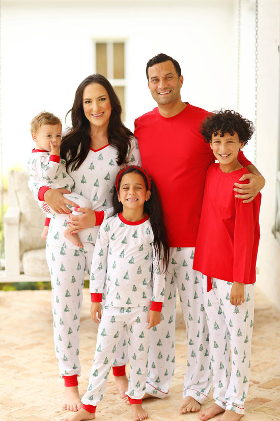 Ladies Christmas Tree Print Jersey Knit Pajama Set