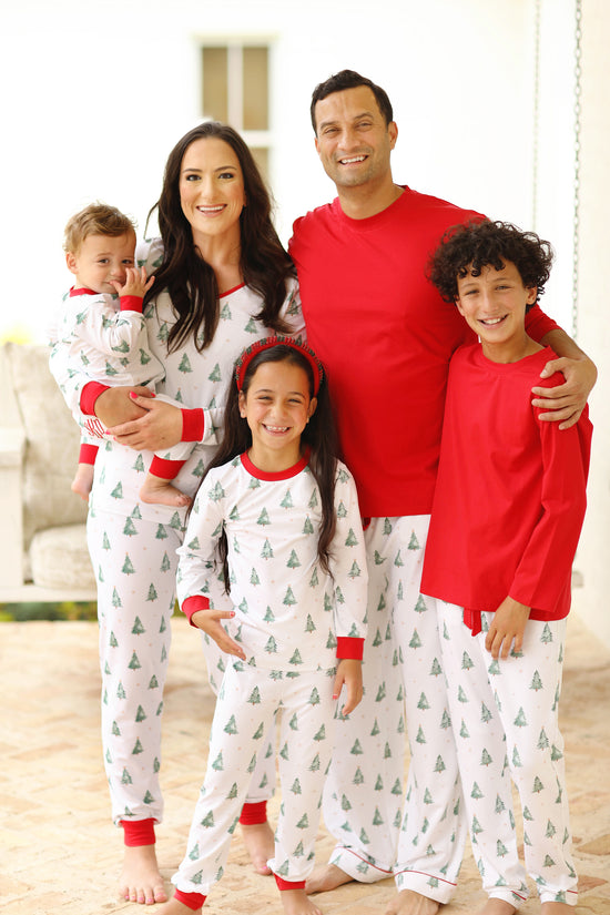 Christmas Tree Print Jersey Knit Boy Pajama Set