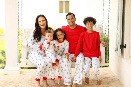 Men's Christmas Tree Print Jersey Knit Pajama Set