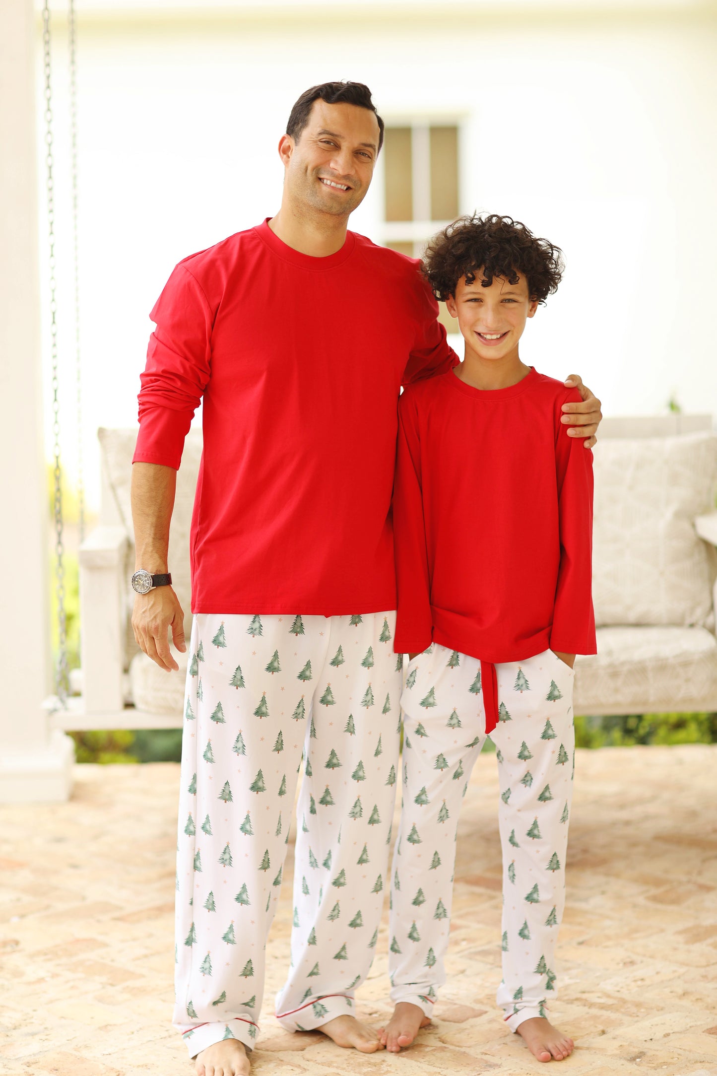 Christmas Tree Print Jersey Knit Boy Pajama Set