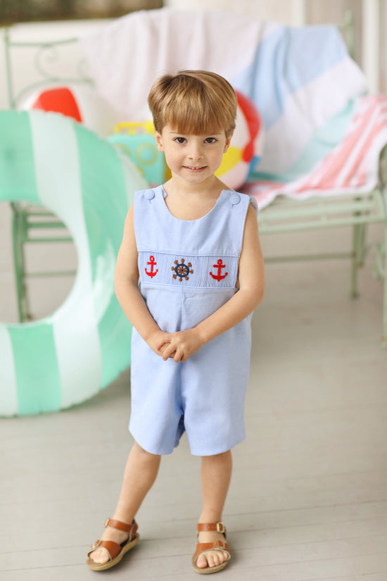 Anchor Smocked Blue Oxford Jon Jon